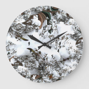 Snow Abstract Large Clock