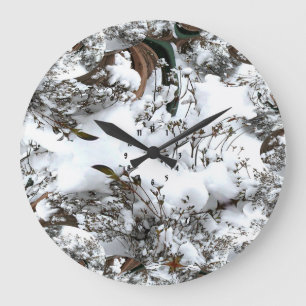 Snow Abstract Large Clock