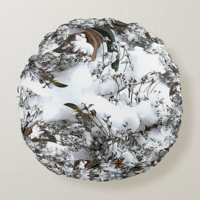 Snow Abstract Round Cushion (Front)