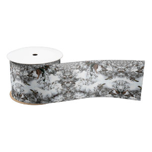 Snow Abstract Satin Ribbon