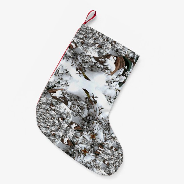Snow Abstract Small Christmas Stocking (Front (Hanging))
