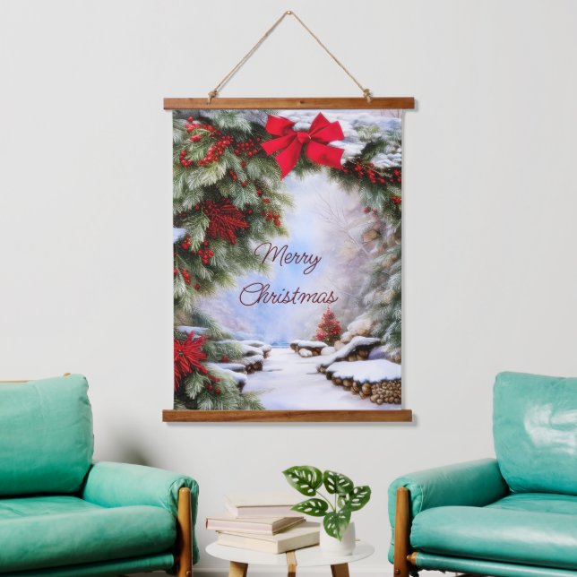 Snow and berries arch  hanging tapestry (Living Room)