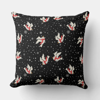Snow and Bird Christmas Pattern Cushion