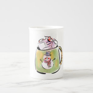 Snow and cocoa bone china mug