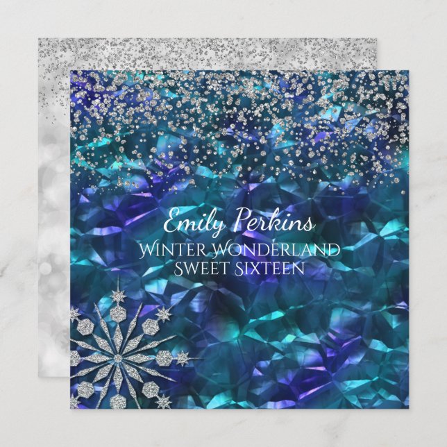 Snow and Ice Sweet Sixteen Party Invitation (Front/Back)