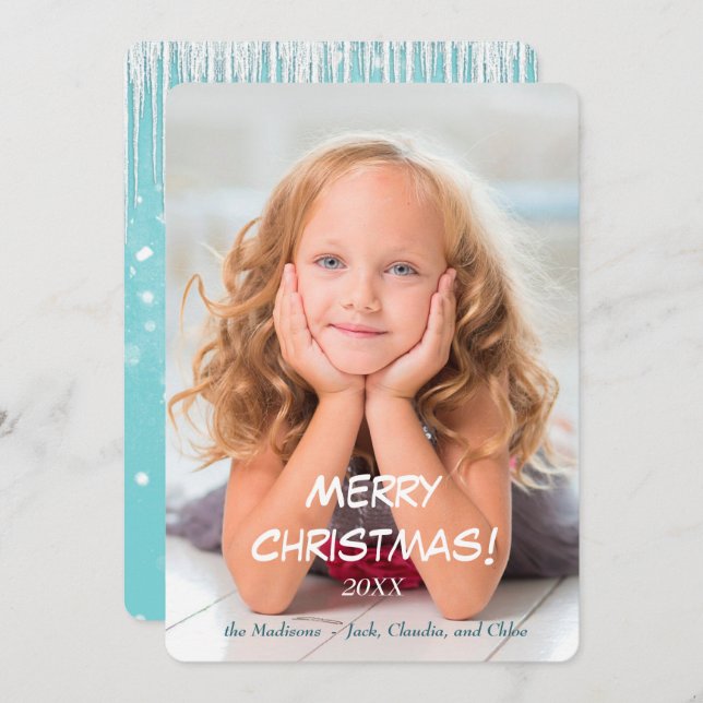 Snow and Icicle Photo Template Christmas (Front/Back)