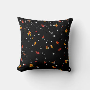 Snow and Leaves Falling From The Sky Cushion