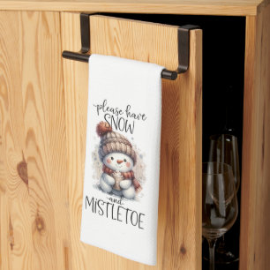 Snow and Mistletoe Tea Towel