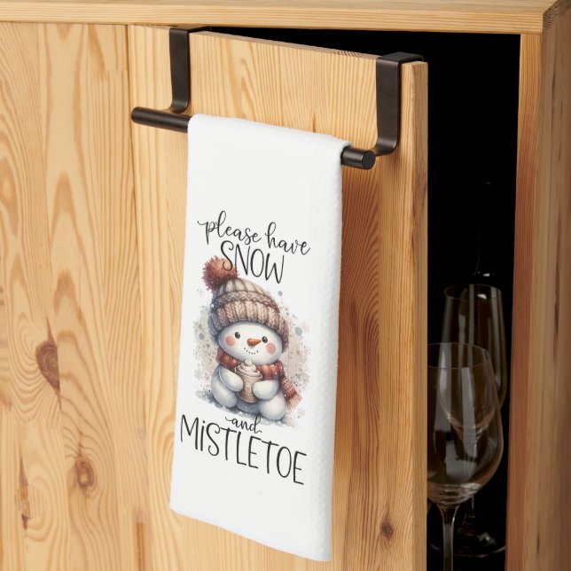 Snow and Mistletoe Tea Towel (Thirds Fold)