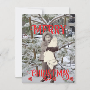 Snow and Poinsettias Photos Merry Christmas  Card