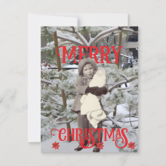 Snow and Poinsettias Photos Merry Christmas  Card