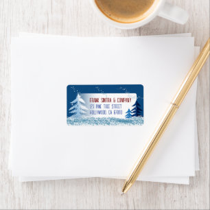Snow and Trees Christmas Card Address Labels