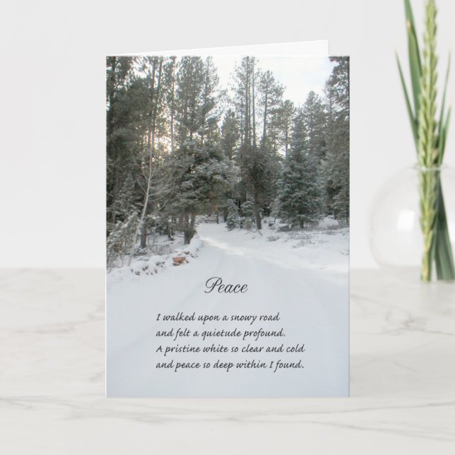 Snow And Trees Peace Poem Holiday Card (Front)
