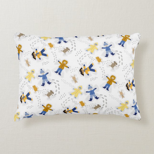 Snow Angel Children with pets Accent Pillow (Front)