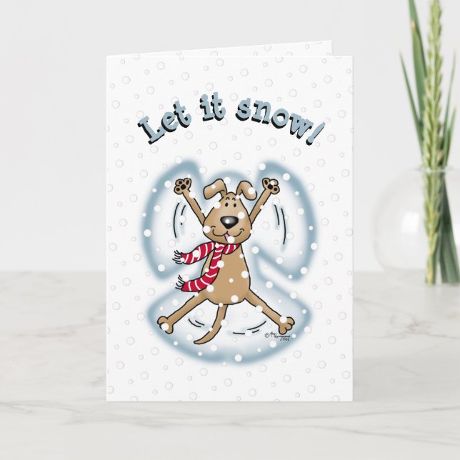 Snow Angel Dog Fun Cute Christmas Holiday Funny Card (Front)