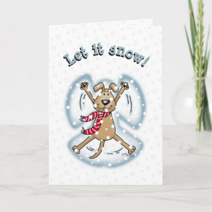 Snow Angel Dog Fun Cute Christmas Holiday Funny Card