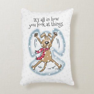 Snow Angel Dog Fun Cute Christmas Holiday Funny Decorative Cushion