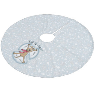 Snow Angel Dog Fun Cute Christmas Holiday Funny Fleece Tree Skirt
