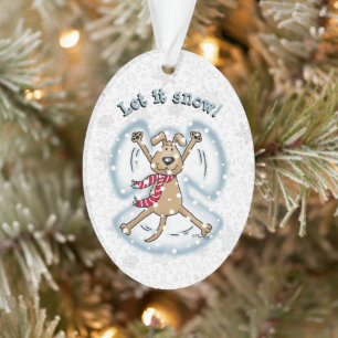 Snow Angel Dog Fun Cute Christmas Holiday Funny Ornament