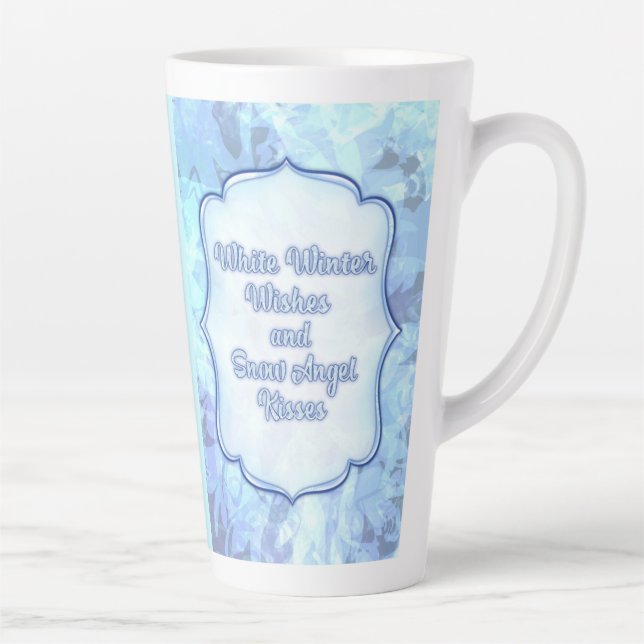Snow Angel Kisses – Whimsical Winter Greeting Card Latte Mug (Right)