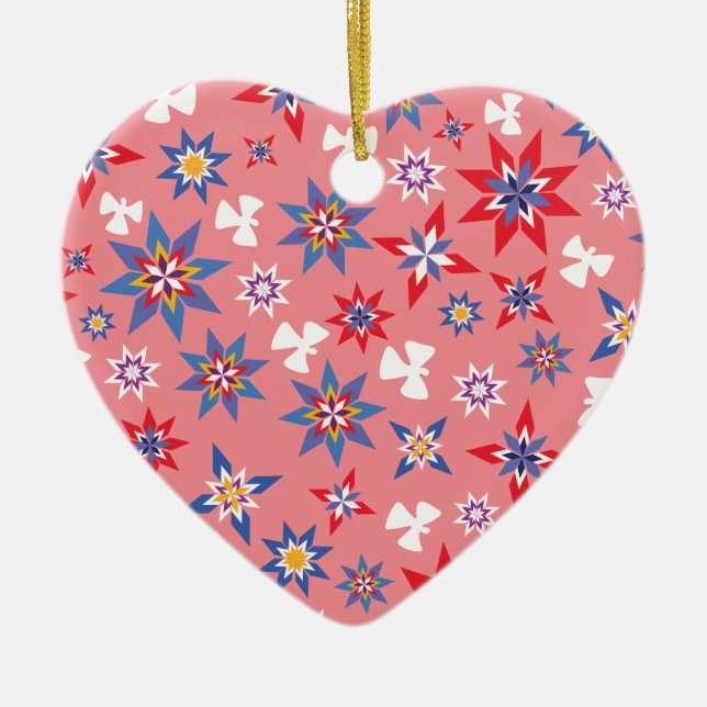 snow Angel Red & Blue Ceramic Tree Decoration (Front)