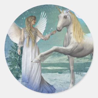 Snow Angel (Stickers) Classic Round Sticker