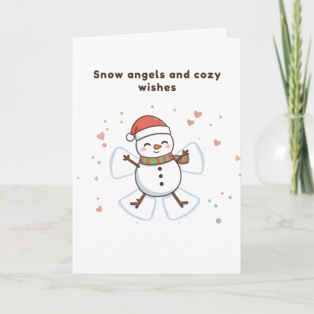 Snow Angels and Cosy Wishes Cute Puchi Dōshi card (Front)