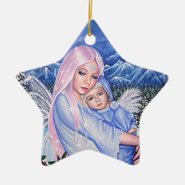 Snow Angels Ceramic Ornament (Front)