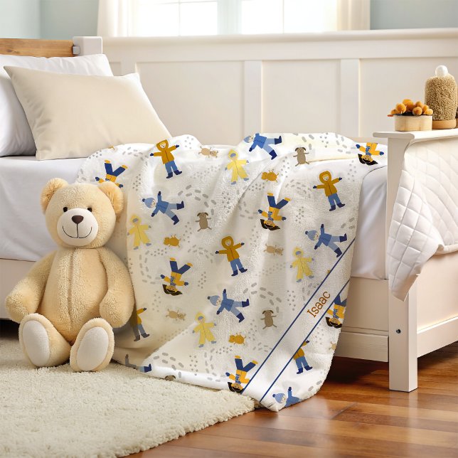 Snow Angels children and pets / with name Fleece Blanket (Creator Uploaded)