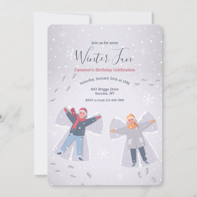Snow Angels Invitations (Front)