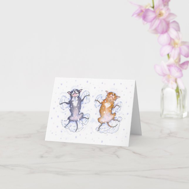 Snow Angels pitbull holiday card (Orchid)
