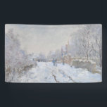 Snow at Argenteuil (by Claude Monet) Banner<br><div class="desc">This design features an image of a famous oil-on-canvas painting by French impressionist Claude Monet (1840–1926). Its title is "Snow at Argenteuil" (or, in the original French, "Rue sous la neige, Argenteuil"). It is the largest of no less than eighteen works Monet painted of his home commune of Argenteuil while...</div>