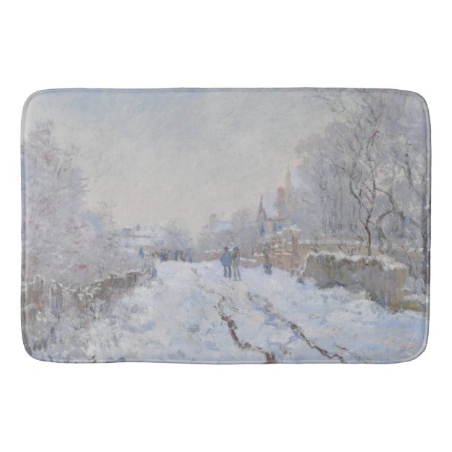 Snow at Argenteuil (by Claude Monet) Bath Mat (Front)