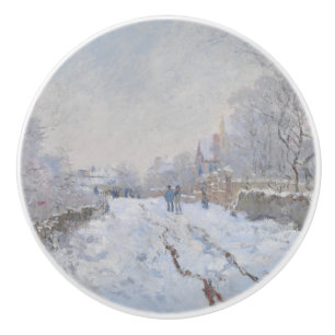 Snow at Argenteuil (by Claude Monet) Ceramic Knob