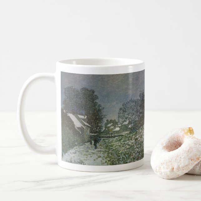 Snow at Argenteuil by Claude Monet Coffee Mug (With Donut)