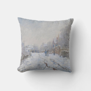Snow at Argenteuil (by Claude Monet) Cushion