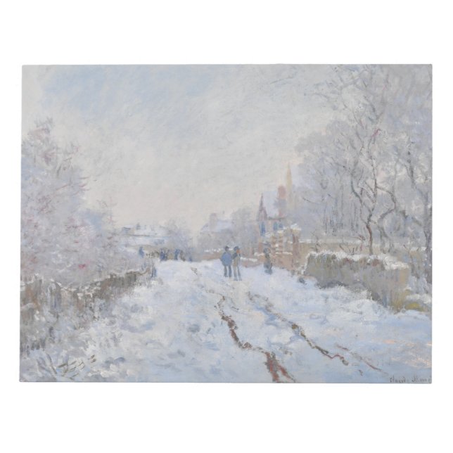 Snow at Argenteuil (by Claude Monet) Notepad (Front)