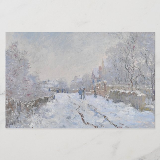Snow at Argenteuil (by Claude Monet) Stationery (Front)