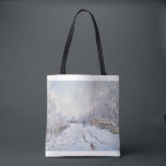 Snow at Argenteuil by Claude Monet Tote Bag<br><div class="desc">Oscar-Claude Monet (UK: /ˈmɒneɪ/, US: /moʊˈneɪ, məˈ-/, French: [klod mɔnɛ]; 14 November 1840 – 5 December 1926) was a French painter and founder of impressionist painting who is seen as a key precursor to modernism, especially in his attempts to paint nature as he perceived it.[1] During his long career, he...</div>