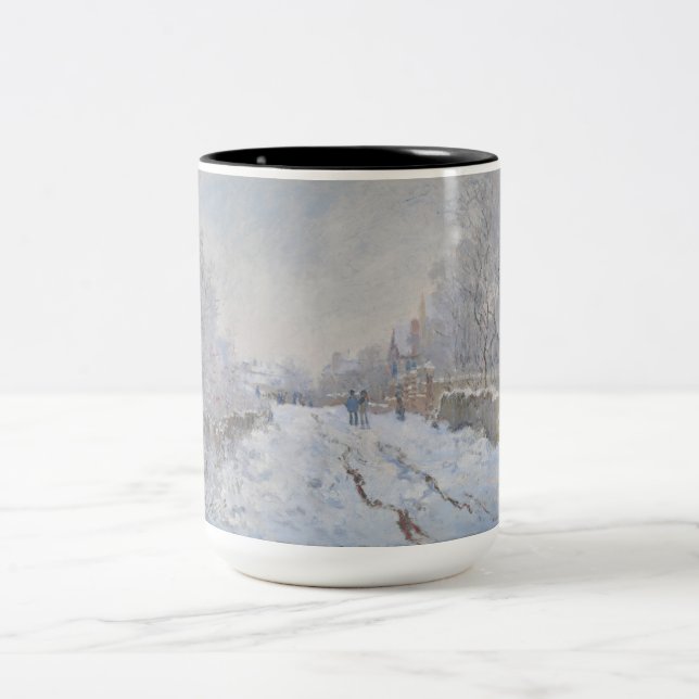 Snow at Argenteuil (by Claude Monet) Two-Tone Coffee Mug (Center)