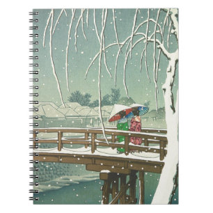Snow At Edo River Hasui Kawase Winter Art Scenery Notebook