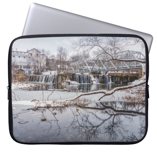 Snow At Finley Dam Laptop Sleeve (Front)