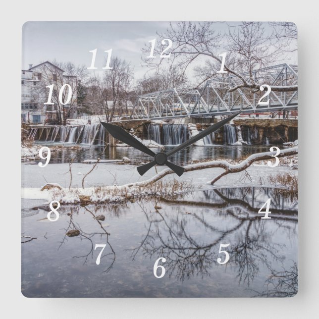 Snow At Finley Dam Wall Clock (Front)