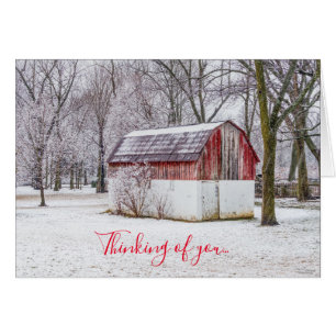 Snow At The Red Barn Thinking of you Notecard