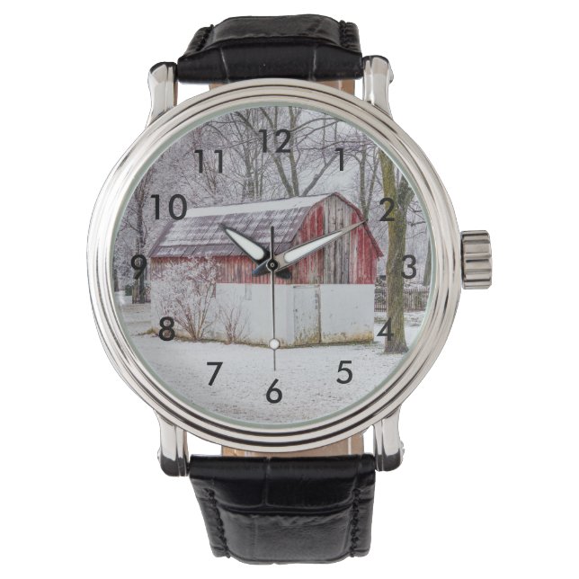 Snow At The Red Barn Watch (Front)