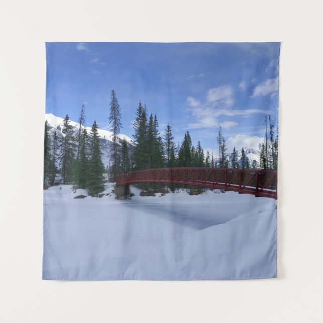 Snow At The Simpson River Trailhead Kootenay River Tapestry (Front)