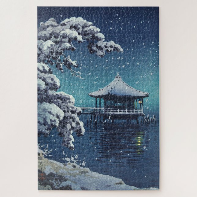 Snow at the Ukimido Katada by Tsuchiya Koitsu Jigsaw Puzzle (Vertical)