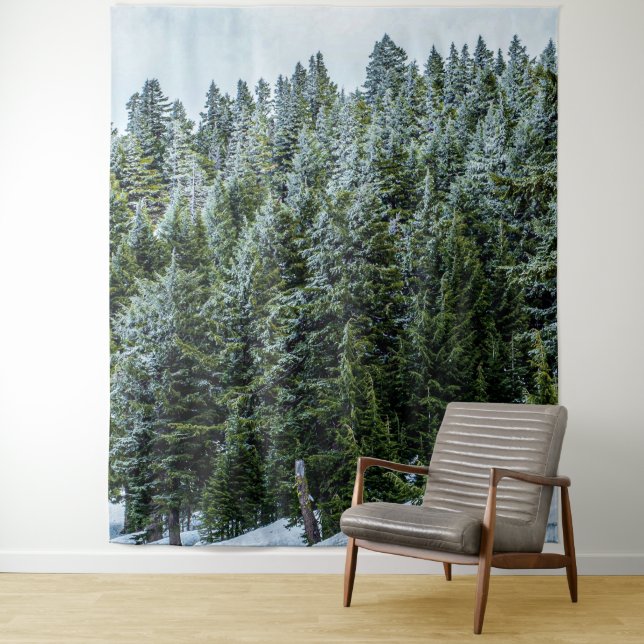 Snow Bank Woodlands // Pine Tree Forest Tapestry (In Situ)