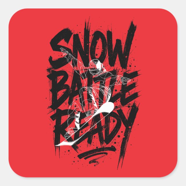 snow battle ready square sticker (Front)