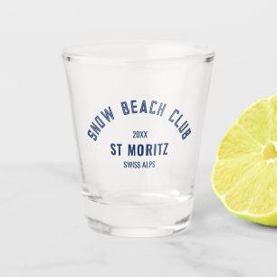 Snow Beach Club Custom Winter Ski Resort Shot Glass